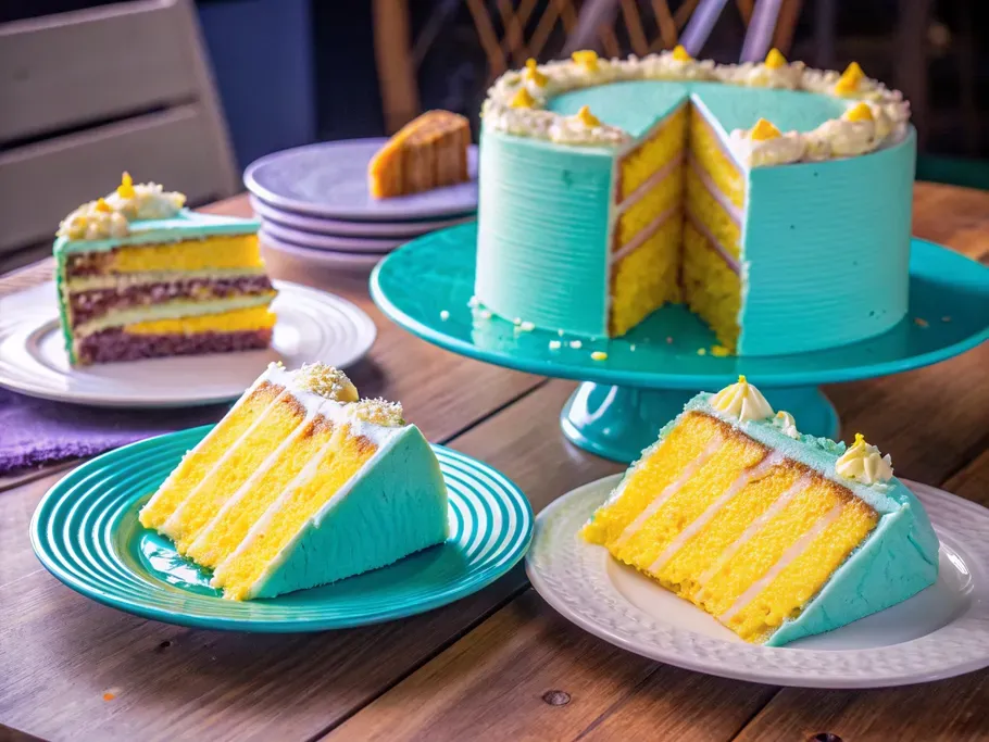 A multi-layered cake with several slices cut and placed on plates, symbolizing authorized capital stock.