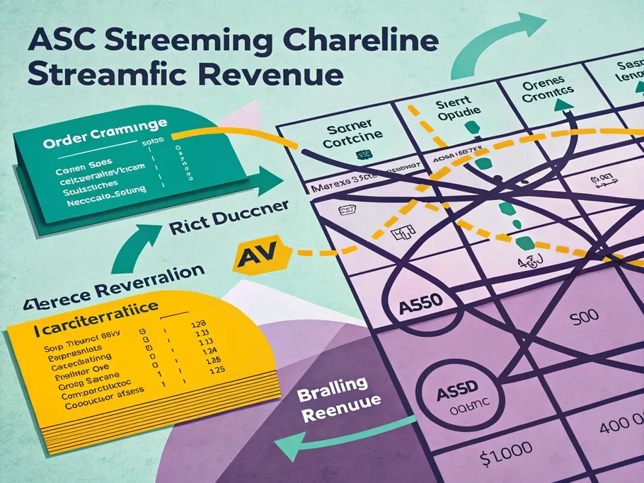 Illustrative infographic on ASC 606 Revenue Recognition showing various revenue streaming processes and compliance steps