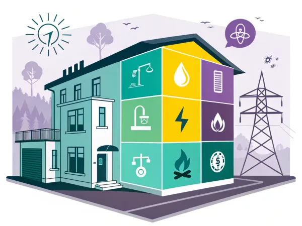 Illustrative infographic showing various utilities expenses for a business, including electricity, water, and gas